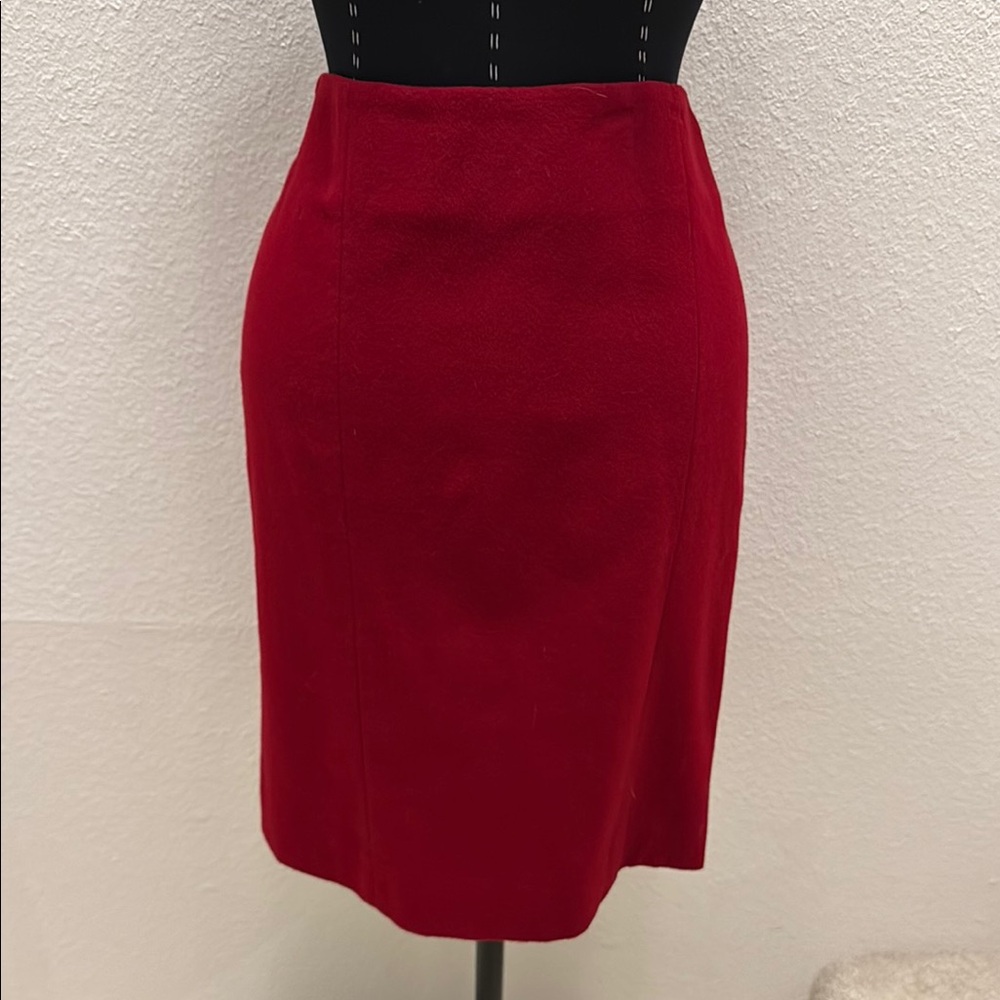 Talbots Red Wool Pencil Skirt Knee-Length Workwear